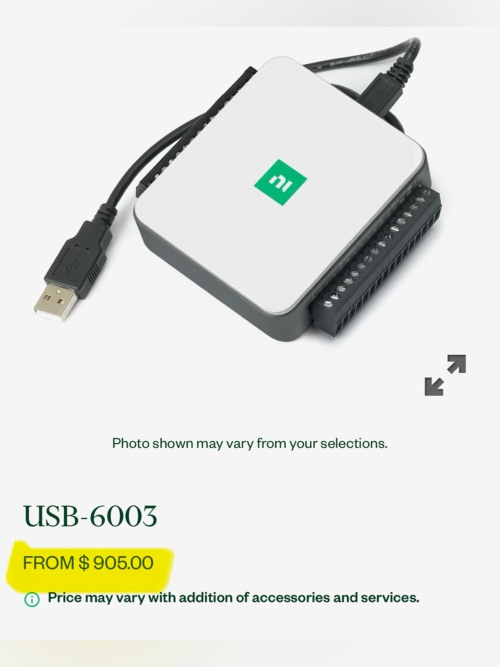 NI USB-6003 DAQ USB Data Acquisition Device | Open Box New | Sealed ESD Bag